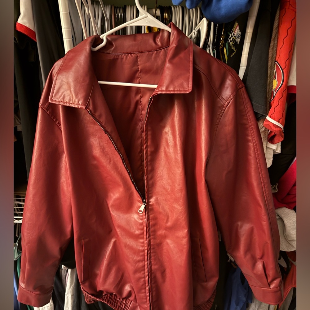Red Faux Leather Jacket